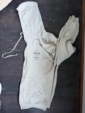 NOVA Men's Zip-Up Hoodie Sweatshirt in Light Gray “we will dance again”